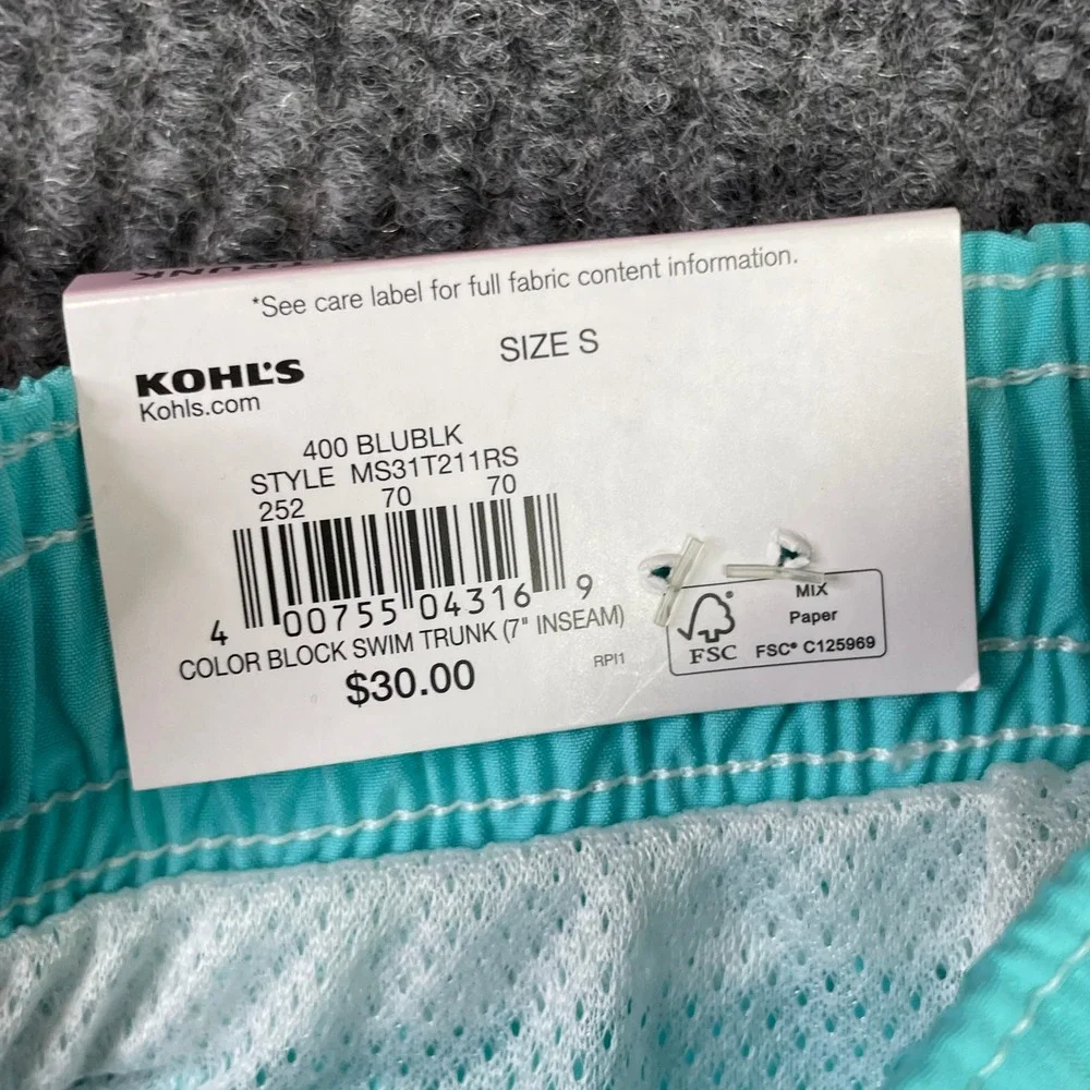 Sonoma Swim Trunks Mens Small Teal Blue Color Block 7